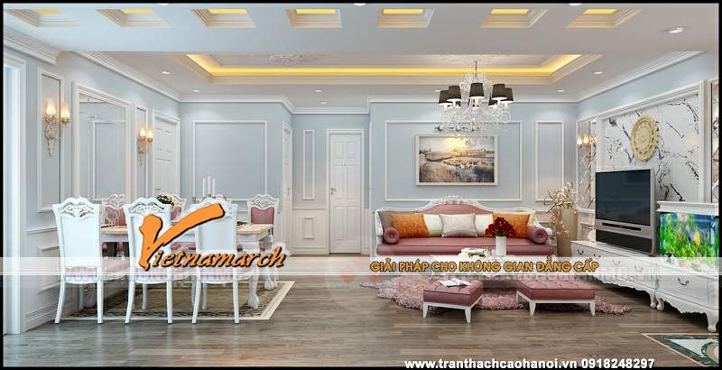 Thiết kế trần thạch cao nhà chị Ngân bán đảo Linh Đàm 02