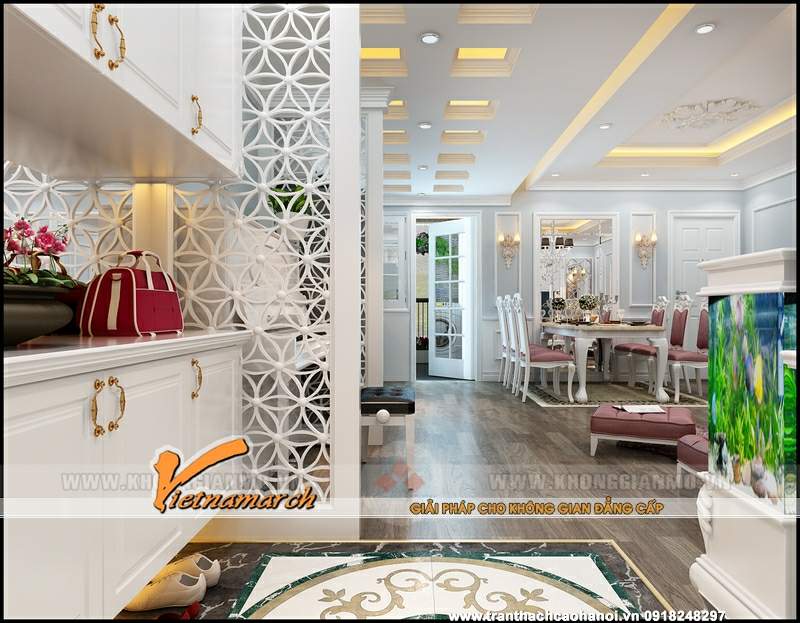 Thiết kế trần thạch cao nhà chị Ngân bán đảo Linh Đàm 03