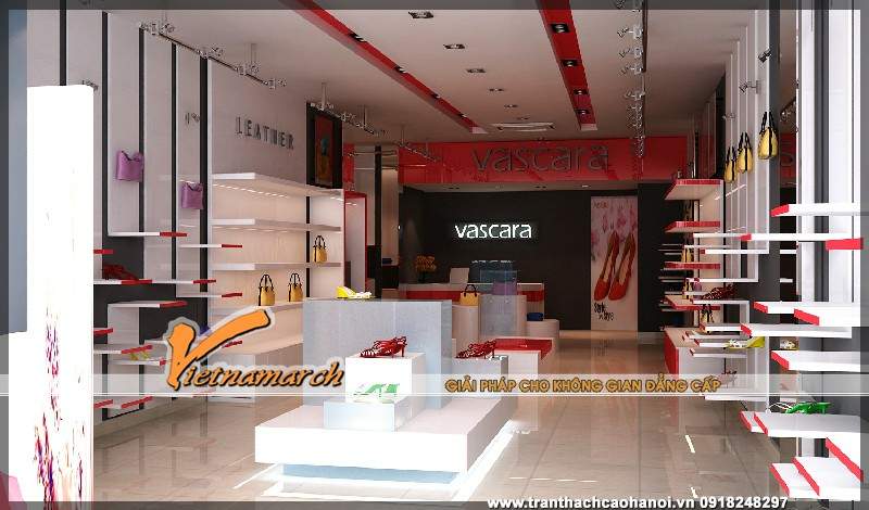 Thiết kế, thi công nội thất , trần thạch cao cho shop giầy vascara 