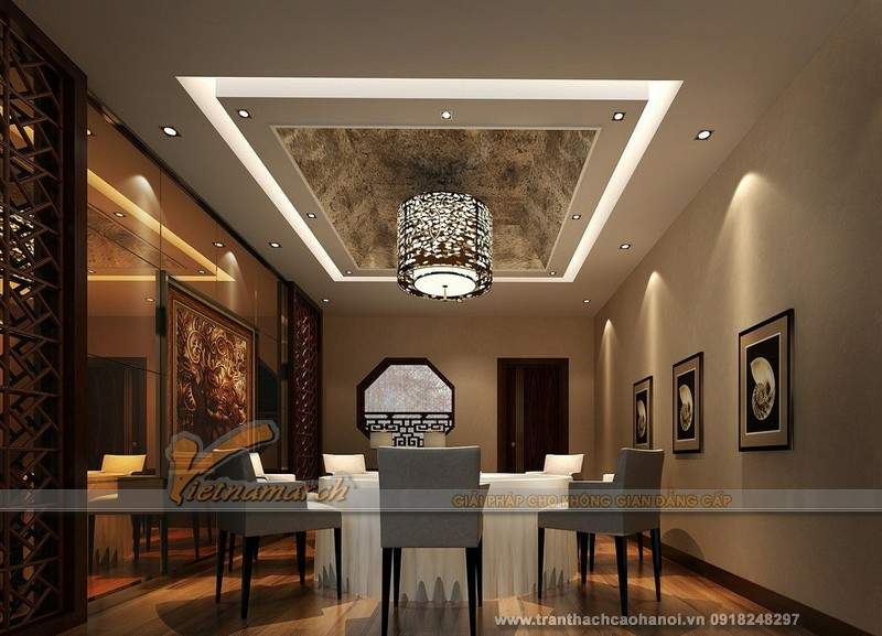  Phòng-ăn-dành-cho-nhà-hàng-quán-ăn-với-trần-thạch-cao-sang-trọng