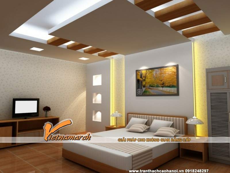  Phòng ngủ với trần thạch cao đơn giản nhưng sang trọng