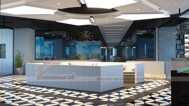 Thiết kế trần nhà cho dự án thi công văn phòng UP Coworking Space – Số 1 Lương Yên 