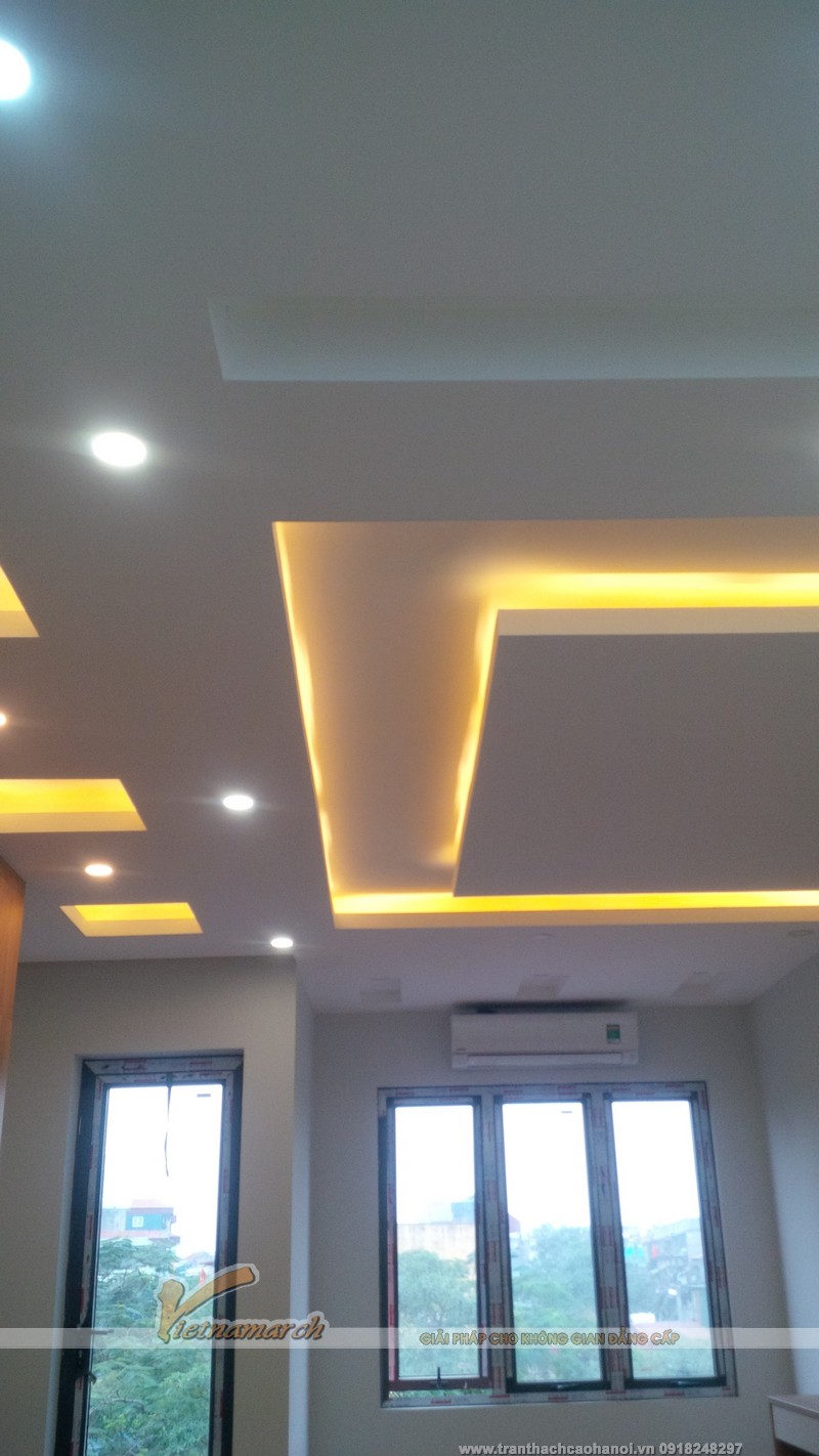 Hoàn thiện tran thach cao và lắp đặt đèn điện âm trần, đèn led trang trí cho căn hộ P12A03 OTC5B Resco - Cổ Nhuế
