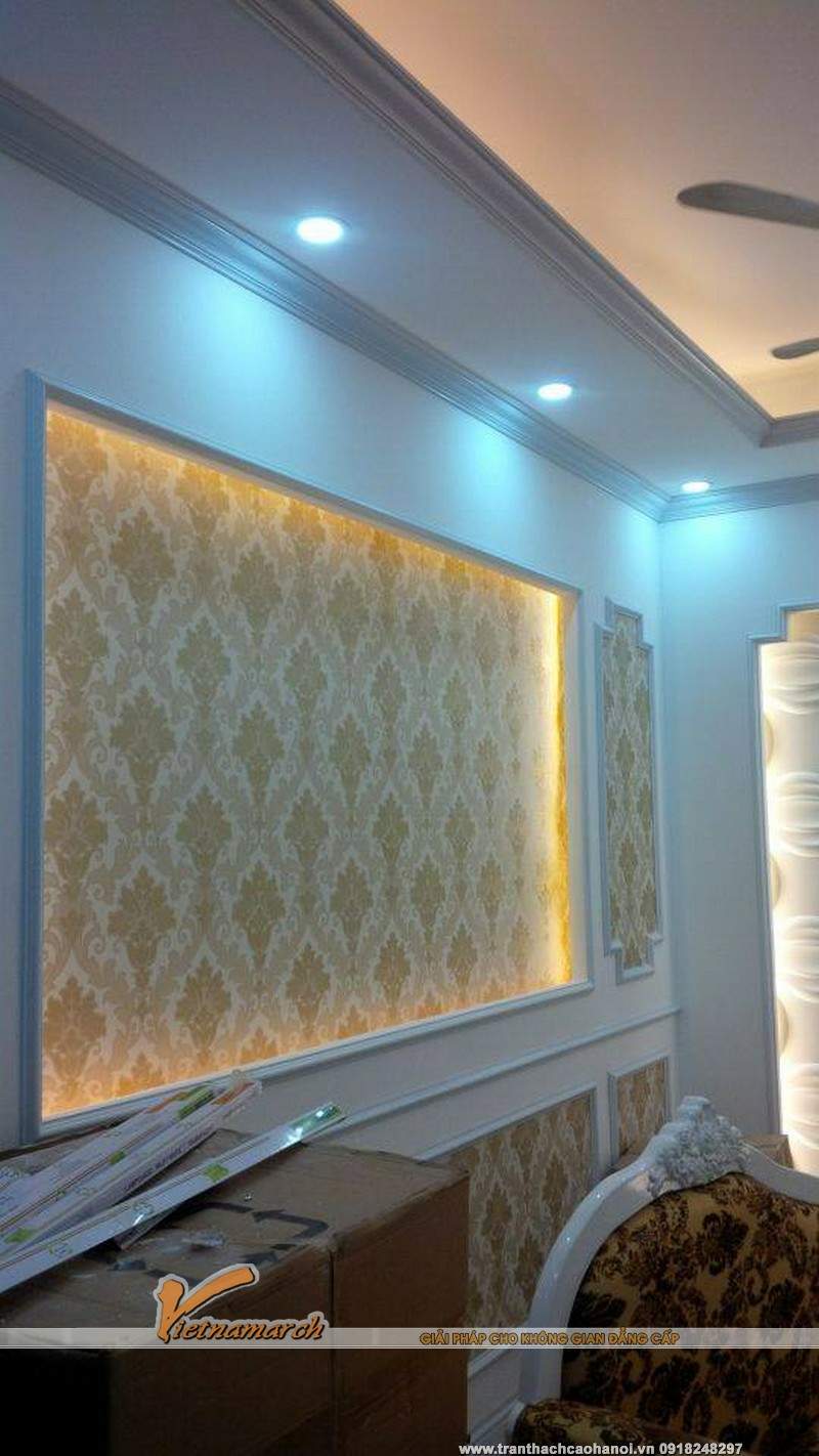 Hoàn thiện trần vách thạch cao, giấy dán tường, lắp đặt hệ thống đèn chiếu sáng, đèn led âm trần, đèn trang trí cho spa nhà anh Phóng