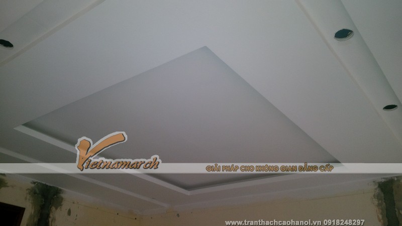 Trần thạch cao và sơn bả hoàn thiện của nhà anh Duy - Thái Hà