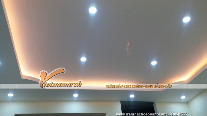 Hoàn thiện trần thạch cao và đèn điện chiếu sáng, trang trí âm trần cho phòng ngủ tầng 2