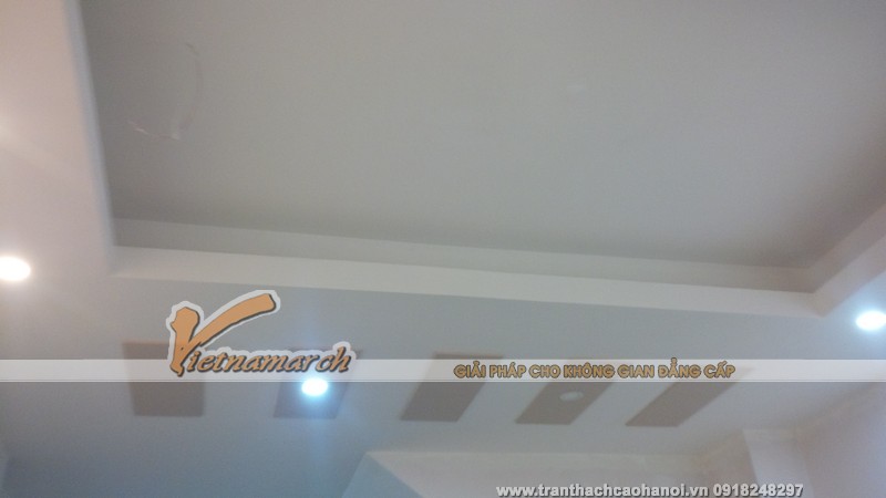 Hoàn thiện trần thạch cao và lắp đặt đèn điện âm trần cho nhà chị Phương