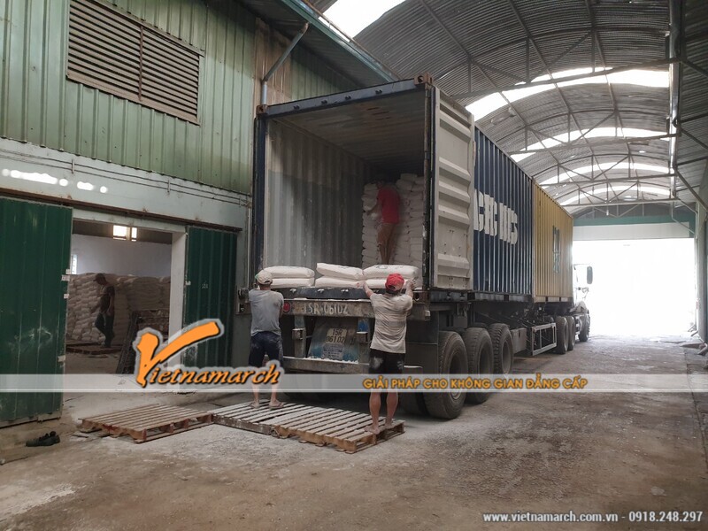 nhap nguyen lieu bot thach cao Vna Gypsum ve kho