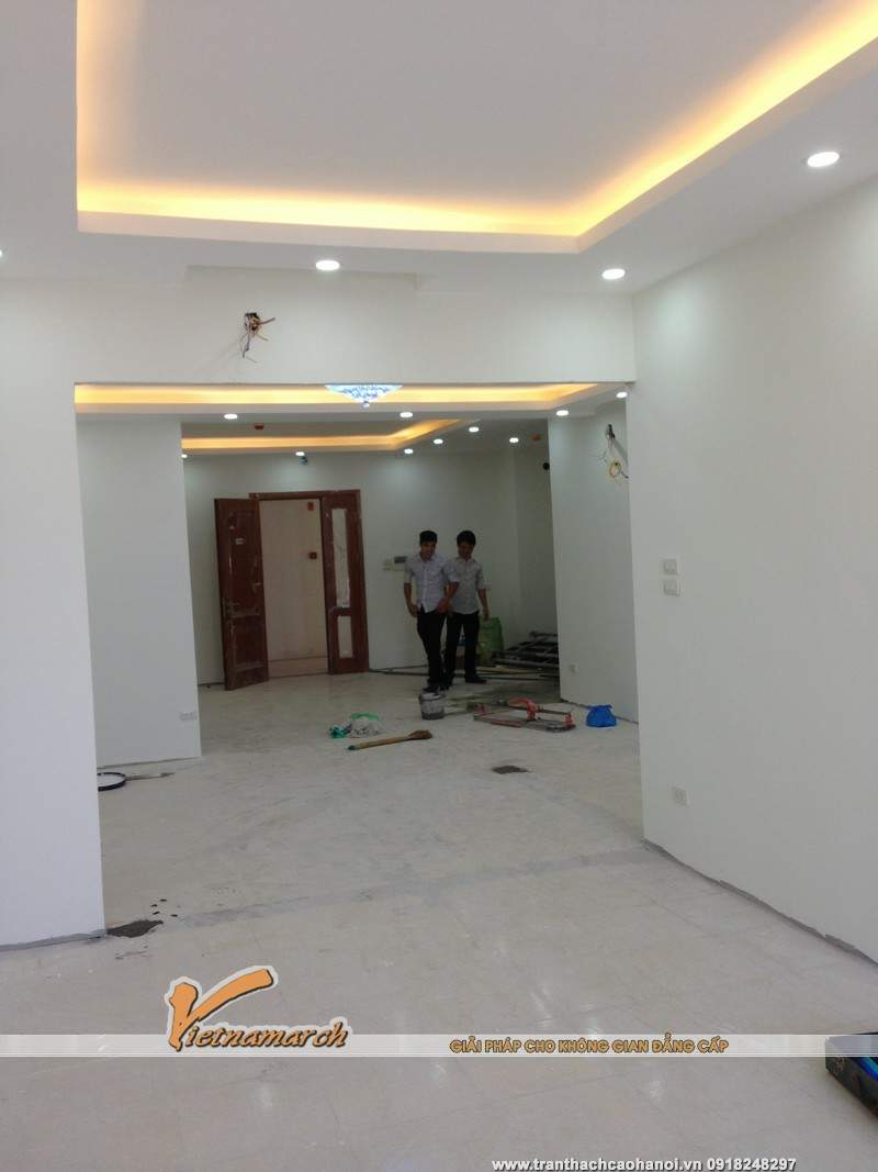 Hoàn thiện hệ trần thạch cao + hệ thống chiếu sáng (đèn led âm trần) cho phòng bếp
