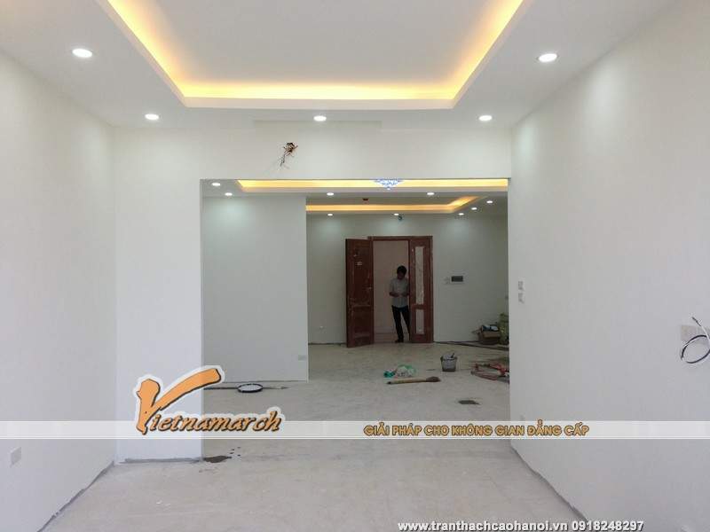 Hoàn thiện hệ trần thạch cao + đèn led âm trần cho nhà anh Quyết - phòng 1806- CC Đông Đô 18