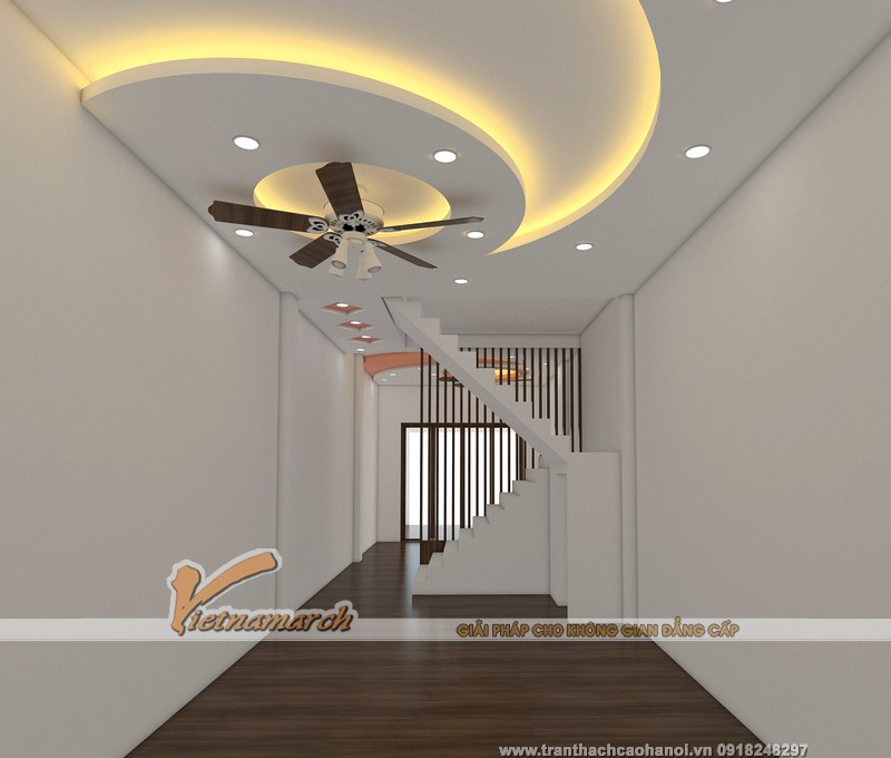 Hệ trần thạch cao nhà ống được hoàn thiện cho nhà chú Tiến tại Hà Đông