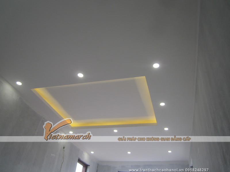Hoàn thiện trần thạch cao và đèn led âm trần cho phòng ngủ