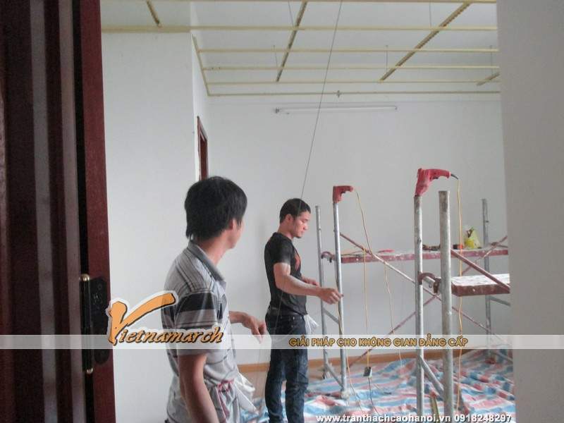 Thi công làm trân thạch cao cho nhà anh Nghĩa tại Tây Mỗ 08