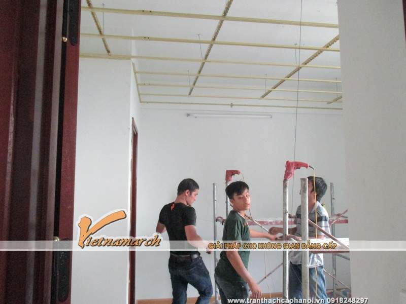 Thi công làm trân thạch cao cho nhà anh Nghĩa tại Tây Mỗ 09