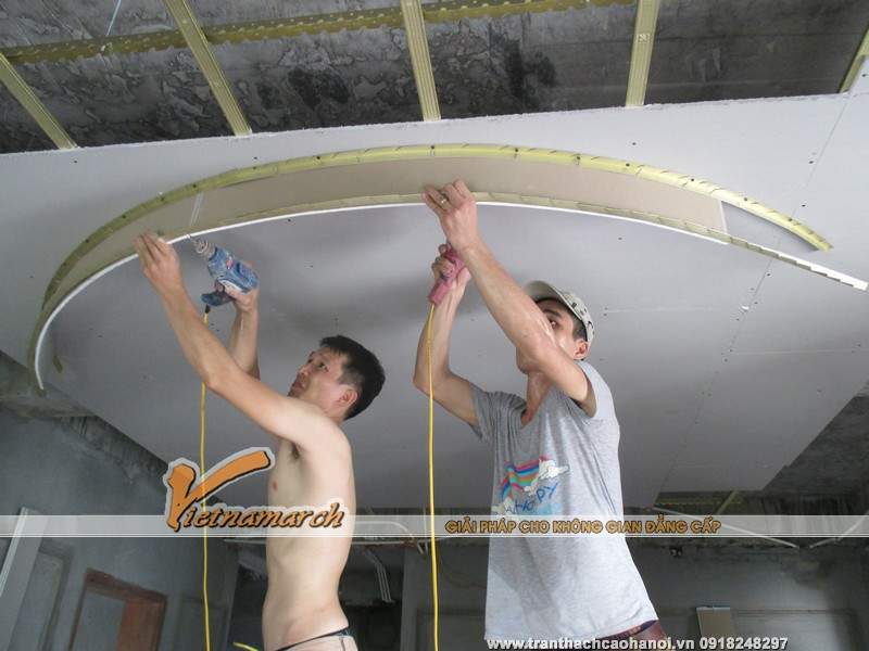 Thi công trần thạch cao cho nhà chị Phương ở Ciputra 06