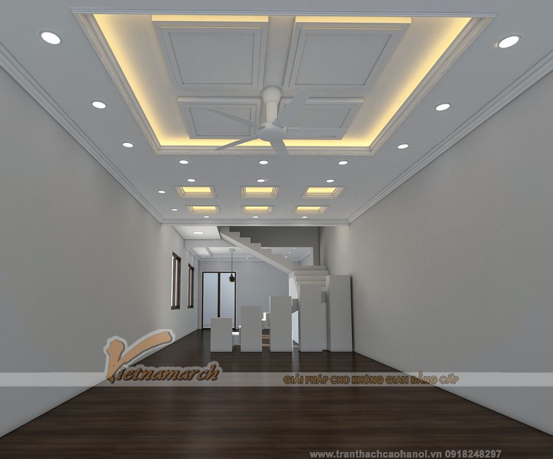 Hệ trần thạch cao được thiết kế cho nhà ống 3 tầng 