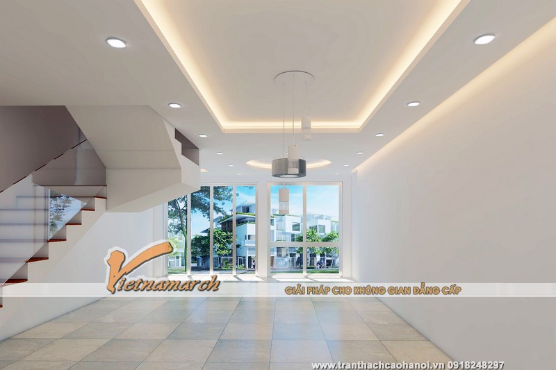 mẫu thiết kế trần thạch cao cho nhà phố 09