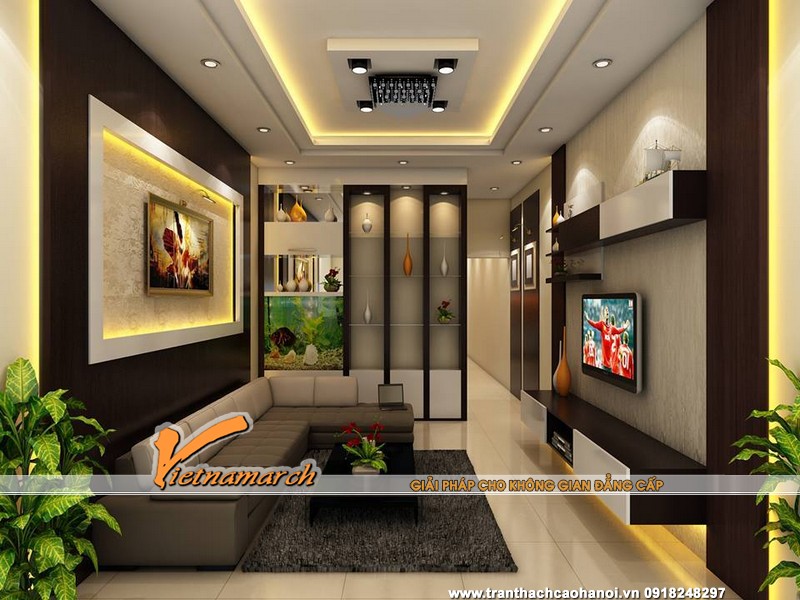 Mẫu trần thạch cao phòng khách hiện đại nhà chung cư