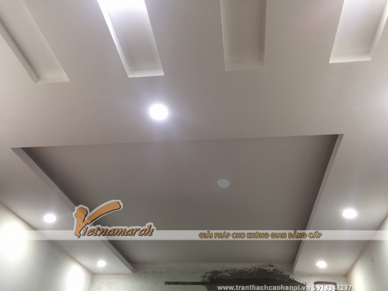 Hình ảnh tran thach cao và hệ thống đèn led âm trần hoàn thiện