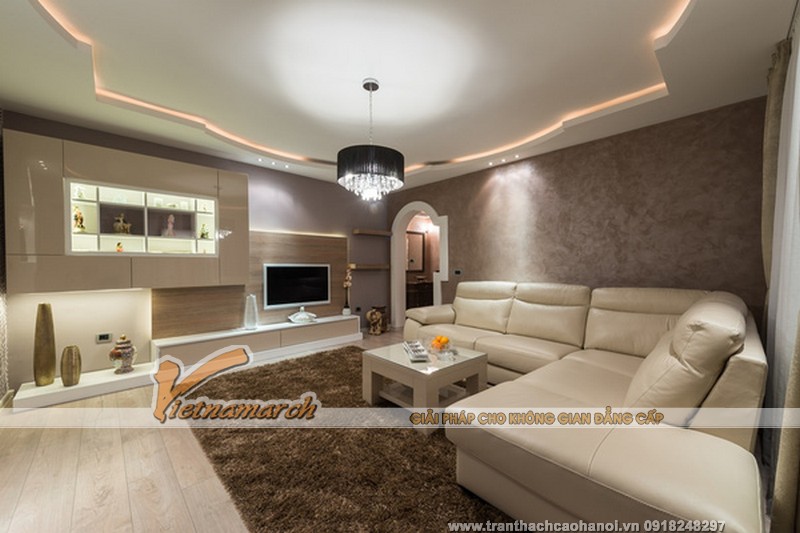 Mẫu trần thạch cao đẹp hiện đại cho phòng khách