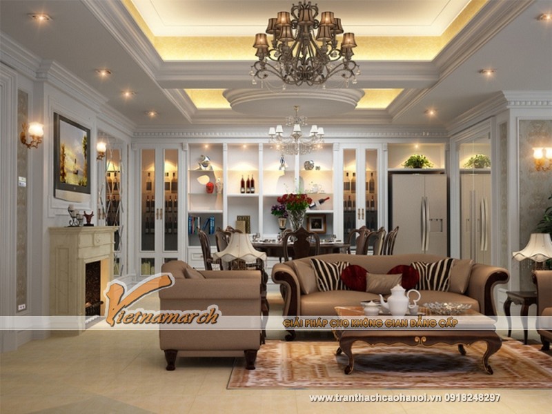 Thiết kế tran thach cao phòng khách