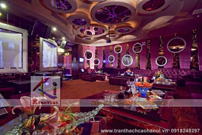 Mẫu thiết kế trần thạch cao phòng karaoke đẹp 04