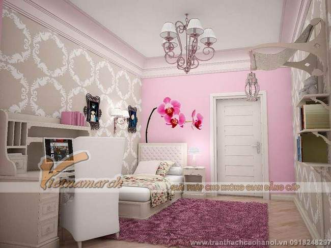 Thiết kế trần thạch cao đẹp và dễ thương cho phòng ngủ trẻ em2