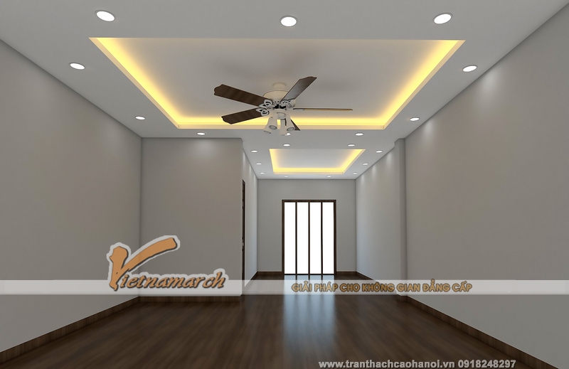 Phương án thiết kế trần thạch cao 3D cho nhà anh Cường ở Đê La Thành
