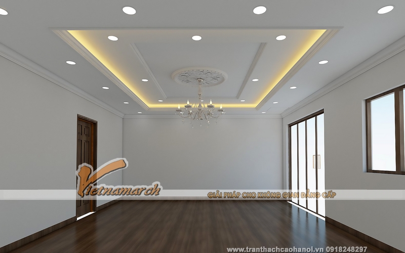 Thiết kế trần thạch cao phòng khách cho nhà anh Khanh ở Lê Trọng Tấn, Hà Đông