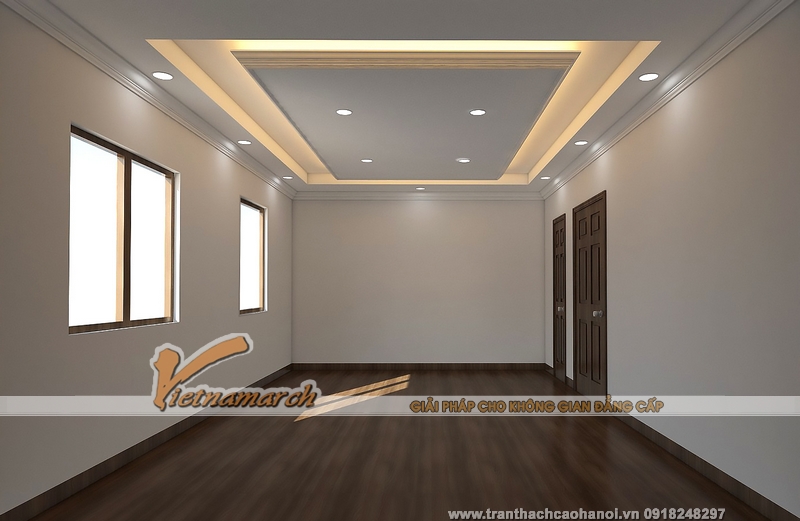 Thiết kế trần thạch cao phòng ngủ 01 cho nhà anh Khanh ở Lê Trọng Tấn, Hà Đông