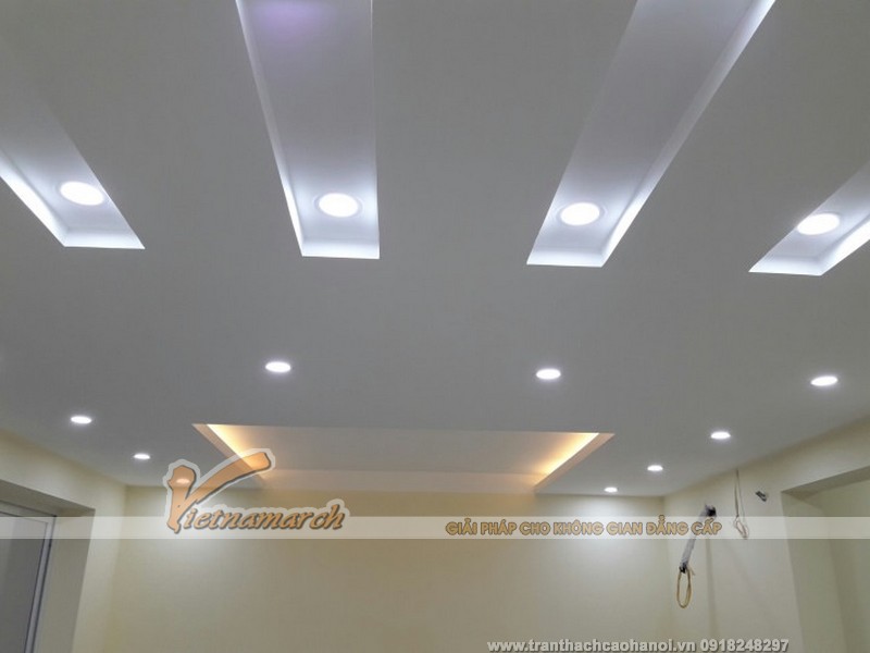 Hoàn thiện thi công trần thạch cao cho nhà ống 5 tầng nhà chị Quyên