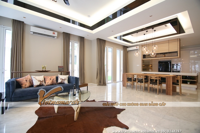 Mẫu thiết kế trần thạch cao phòng khách hiện đại và thanh lịch 07