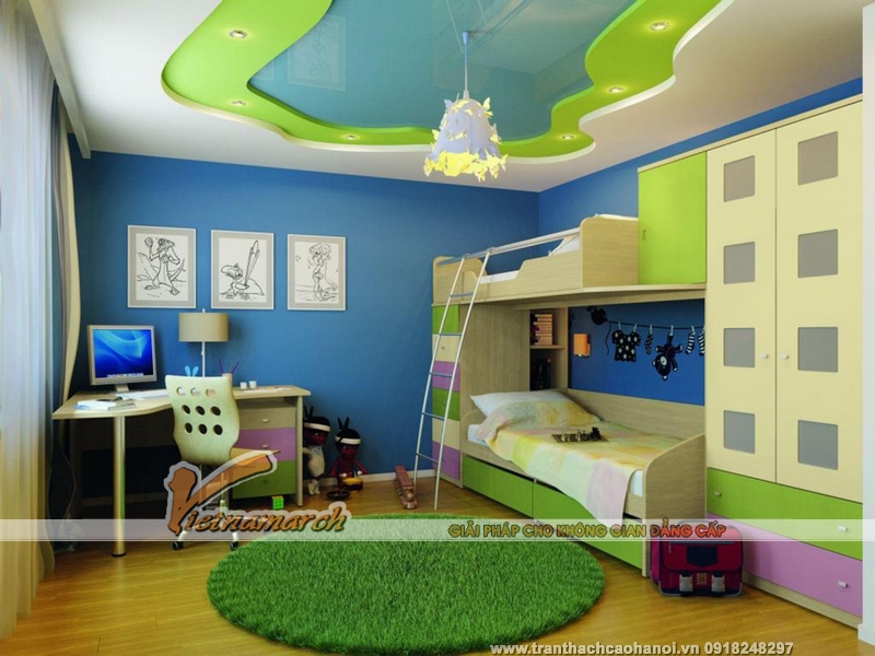 Mẫu thiết kế trần thạch cao phòng trẻ em đẹp 09