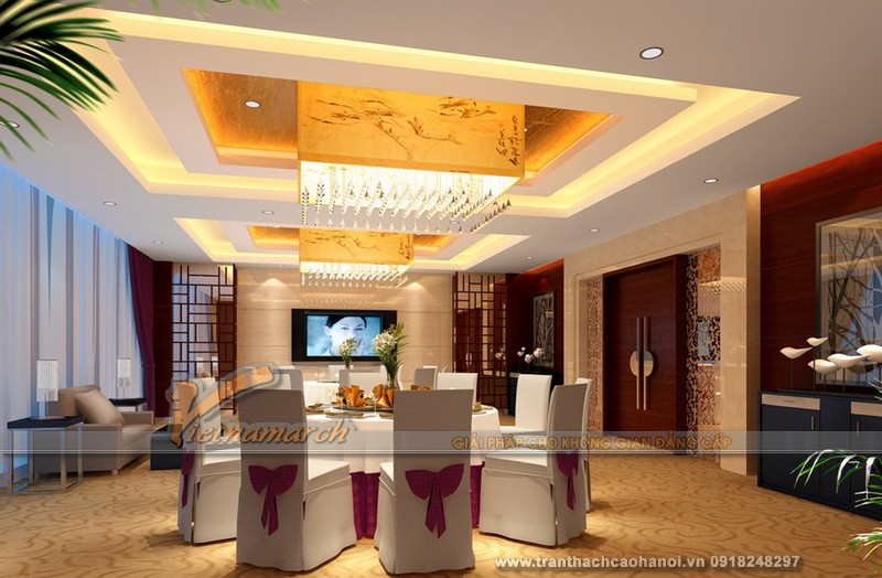 Mẫu thiết kế trần thạch cao phòng ăn đẹp 16