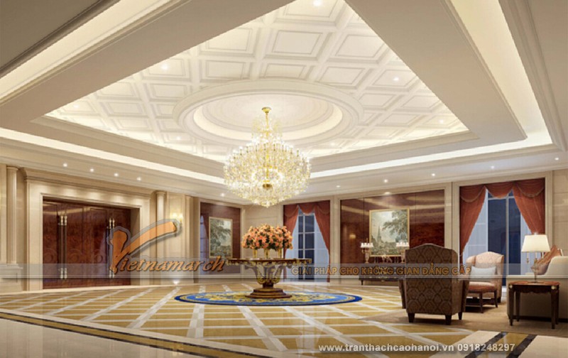 Mẫu thiết kế trần thạch cao cho sảnh văn phòng 04
