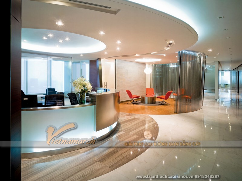 Mẫu thiết kế trần thạch cao cho sảnh văn phòng 08