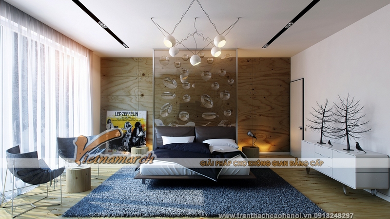Mẫu thiết kế nội thất và trần thạch cao hiện đại cho phòng ngủ 04