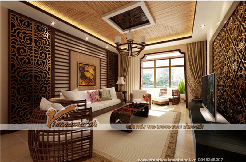 Mẫu thiết kế trần thạch cao phòng khách ấn tượng và cá tính 06