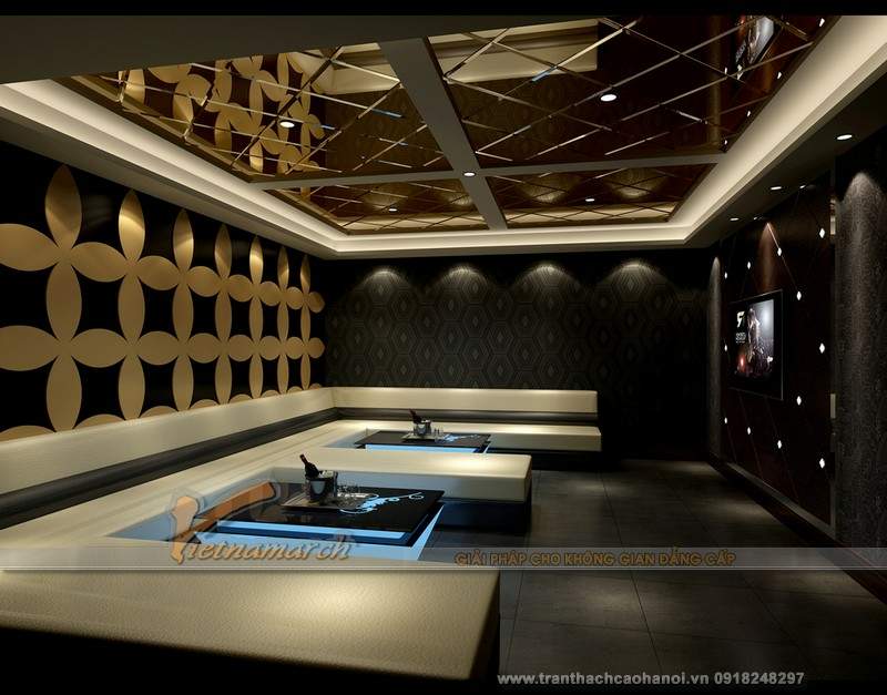 Mẫu thiết kế trần thạch cao phòng karaoke đẹp 10