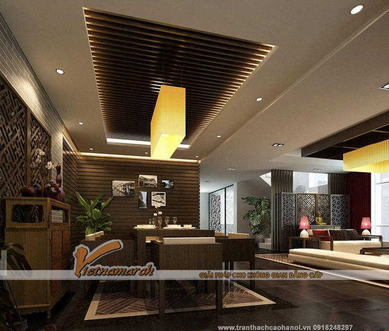 Mẫu thiết kế trần thạch cao theo phong cách châu Á đẹp 10 Mẫu thiết kế trần thạch cao theo phong cách châu Á đẹp 10