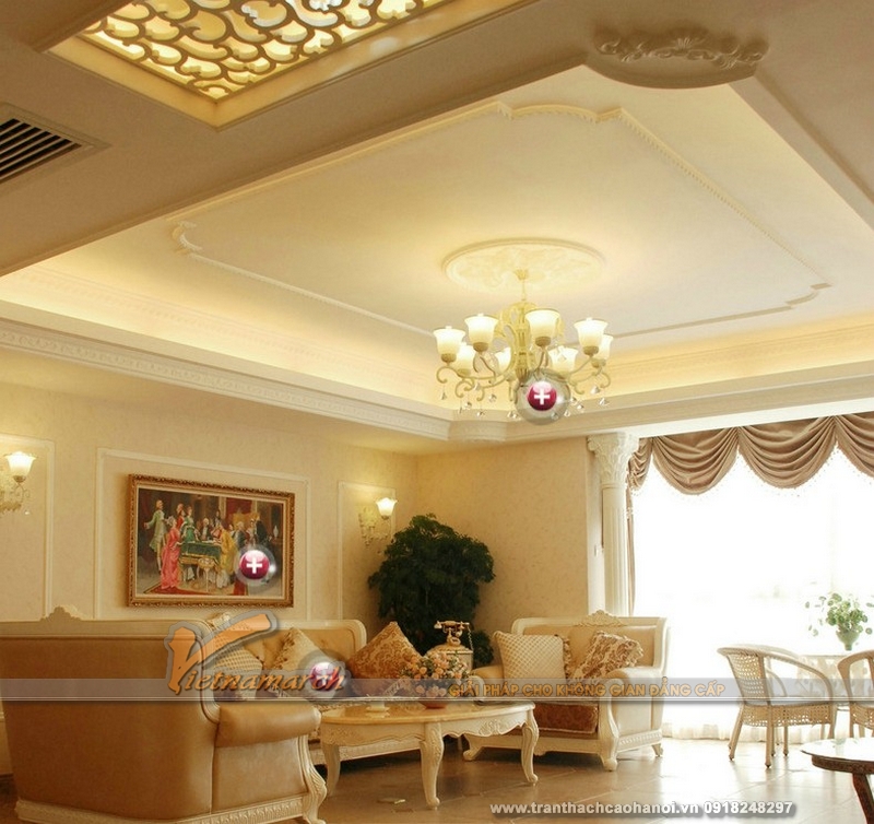 Mẫu thiết kế trần thạch cao đẹp đơn giản và thanh lịch 02