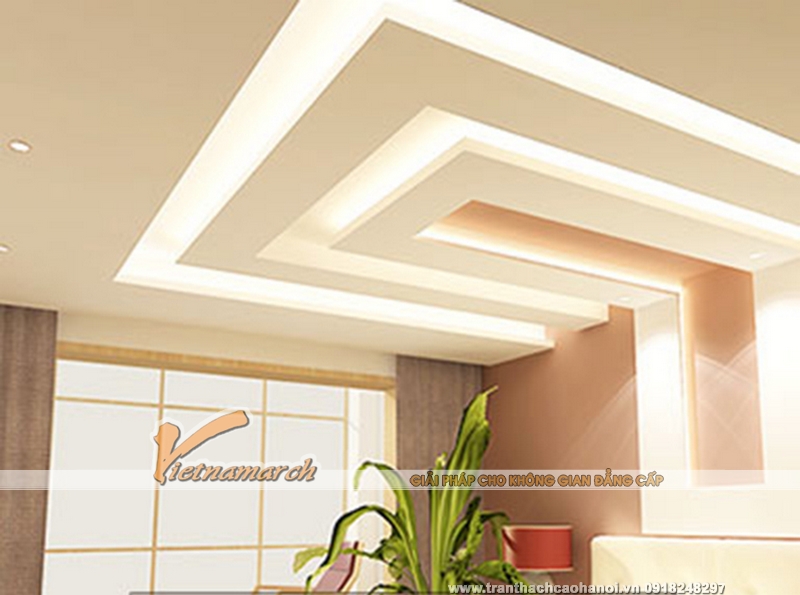 Mẫu thiết kế trần thạch cao đẹp thanh lịch 02